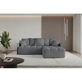 altdecor Ecksofa Cord 4-Sitzer Dunkelgrau