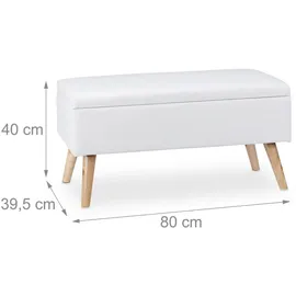 Relaxdays Truhenbank gepolstert Weiß 40 x 80 x 39,5 cm
