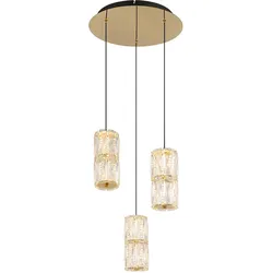 Kristalllampe Pendelleuchte Hängeleuchte 3-Flammig LED gold antik klar Esszimmer