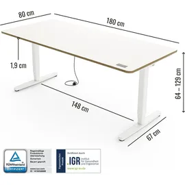 Yaasa Schreibtisch 180 x 80 cm Weiß