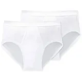 SCHIESSER Essential white double rib sports briefs with a fly L 2er Pack