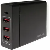 Logilink PA0122 USB Ladegerät 60 W 3x USB-A, 1x USB-C® Schwarz