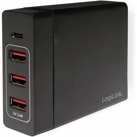 Logilink PA0122 USB Ladegerät 60 W 3x USB-A, 1x USB-C® Schwarz