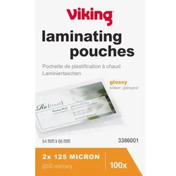 Viking Laminierfolien Visitenkarte & Kreditkarte Glänzend 125 Mikron (2 x 125) Transparent 100 Stück