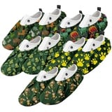 Ferocity Mehrweg Schuhüberzieher für Kinder 31-37 Wasserabweisend Überschuhe Rutschfester Waschbarer Schuhschützer Unisex Jungen Mädchen aus Polyester mit Bunten Motiven GREEN MIX x 5 [142] - 5 Pair 31-37 size