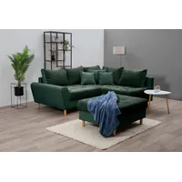 Home Affaire Ecksofa »Rice L-Form inkl. Hocker«, (Set, mit Hocker), mit Bonnellfederkern, Hocker & Kissen, Ottomane beidseitig montierbar, grün