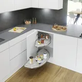 Karussell Eckschrank Cornerstone Maxx Set Planero - Schrankauszug Küche - Moderner Organizer Für Den Eckschrank, Kb 900mm Fb 450mm Links, Stahl/holz Weiß/chrom - Vauth-sagel
