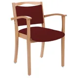 einrichtungsdesign24 Armlehnstuhl 4-Fuß Hüftstuhl Alexander Blieskastel Seniorenstuhl Pflegestuhl, Gestell aus Massivholz rot