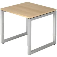 Bümö Schreibtisch Eiche, Silber, Nachbildung,Eiche, Quadratisch, 80x74x80 cm, FSC