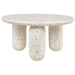 Casa Padrino Luxus Couchtisch Weiß Ø 80 x H. 40 cm - Runder Terrazzo Naturstein Wohnzimmertisch - Wohnzimmer Möbel - Naturstein Möbel - Luxus Möbel - Luxus Einrichtung