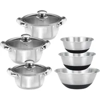 King EDELSTAHL Topf-Set 9-tlg. 3 x Topf Ø 16 cm + 18 cm + 20 cm + 3 x Schüssel