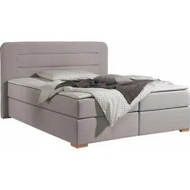 Home Affaire Boxspringbett HOME AFFAIRE "Manchester", grau (silbergrau), B:220cm L:208cm, Strukturstoff-Bezug (100% Polyester), Komplettbetten, Boxspringbett, 5 Breiten, 3 Ausführungen, 2 Härtegraden, Topper, Steppung