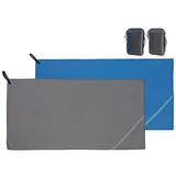PEARL Trekking-Handtuch: 2er-Set Mikrofaser-Handtücher, 100 x 50 cm, anthrazit & blau (Mikrofaser Handtücher Outdoor, Wanderhandtuch, Badetuch)