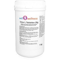 well2wellness Chlor Tabletten 20g | Langsamlöslich | 90% Aktivchlor | Langanhaltende Wirkung | Chlortabletten 20g | Reinigungstabletten - 1,0 kg