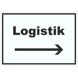 Logistik Schild mit Text und Richtungspfeil rechts Transport Versand waagerecht A5 (148x210mm)