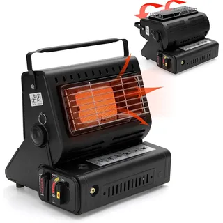 Homelux 2-in-1 Tragbare Gasheizung 1,3KW Camping Heizung , Gasheizung für innenräume, Outdoor & Camping geeignet - Schwarz