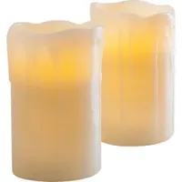 Lights4fun LED Kerze 12,5 x 7,8 cm weiß 2 St.