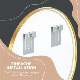 kleankin Badspiegel Ø50 cm Wandspiegel für Wohnzimmer, Schlafzimmer, Gold