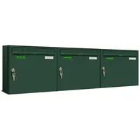 AL Briefkastensysteme Basic 3er Briefkasten Moos Grün