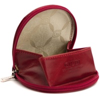 GIUDI ® Münzbörse mit Reißverschluss in Rindsleder, Wiener Schachtel, Minimalistisch, Hochwertig, Nachhaltig (Rot)