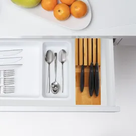 Relaxdays Messerorganizer Bambus, für 5 Messer, Messereinsatz für Schublade, 3,5 x 11 x 39 cm, natur,