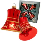Krebs Glas Lauscha Weihnachtsornamente Glocke, 4er-Set 7cm