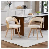 BBWL Esszimmerstuhl 2er Set drehbar Holzstuhl mit polster und ergonomischer Rückenlehne, Esszimmerstuhl modern beige