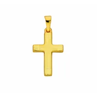Kreuzkette ADELIA ́S "Halskette - Kreuzkette mit Kreuz Anhänger aus 585 Gold", gold, Halsketten, Damen, Gelbgold 585 Gold, Gelbgold 585, Gold, Kreuzkette, Schmuckset mit bis 45 cm stufenlos verstellbarer 925 Silber Halskette
