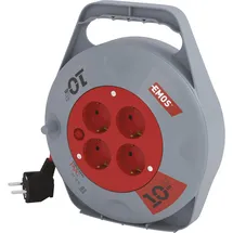 EMOS - Mini-Kabeltrommel 10m - 4 Schuko-Steckdosen - 230 V, 10 A, 2300 W - hochwertige PVC-Isolierung - H05VV-F3G 1,0 mm2 - mit Thermoschalter - IP20 für Innen