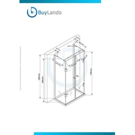Buylando Emma Komplettdusche rechts 90 x 180 cm Schwarz transparent