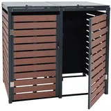 Mendler Mülltonnenverkleidung HWC-K14 119 x 140 x 102 cm braun