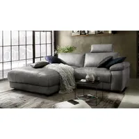 KAWOLA Sofa LOLA Ecksofa grau mit motorischer Relaxfunktion Recamiere links