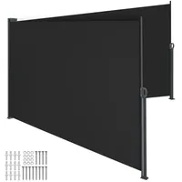 Tectake Seitenmarkise 180 x 600 cm schwarz Aluminium
