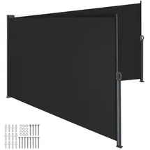 Tectake Seitenmarkise 180 x 600 cm schwarz Aluminium