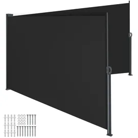 Tectake Seitenmarkise 180 x 600 cm schwarz Aluminium