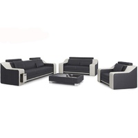 JVmoebel Sofa Ledersofa Couch Sofagarnitur Design Modern Sofa 3+1+1 Sitzer Sofas, Made in Europe grau