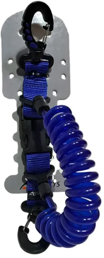 Aquatys Vela Expandable Spiral With 2 Stainless Steel Karabiner - Blue - One Size