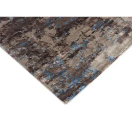 Musterring Teppich MUSTERRING "ANGELES PILANO", blau (braun, beige, blau), B:200cm H:10mm L:300cm, Viskose, Teppiche, Teppich, exlcusive MUSTERRING DELUXE COLLECTION, Bambus-Viskose feine Knüpfung