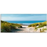 Artland Glasbild »Strand mit Sanddünen und Weg zur See«, Strand, (1 St.), beige