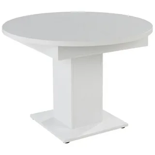 Mäusbacher Esstisch mit Auszug Hugo Ø 104/144 cm Kunststoff Weiß 104