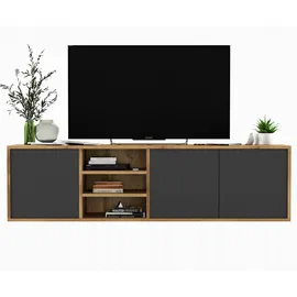 meble lindner Apollo TV-Lowboard 150 x 39 x 35 cm Graphit/Eiche Holzwerkstoff