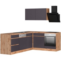 Kochstation Küche »KS-Riesa«, Stellbreite 240x180 cm, wahlweise mit oder ohne E-Geräte, grau