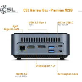 CSL Mini-PC Narrow Box Premium Intel N200 2023 4K Ultra HD 3,7 GHz 16 GB RAM 1000 GB SSD Intel UHD Graphics Windows 11 Home