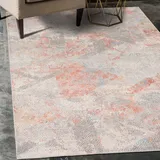 Mazovia Abstraktes Vintage Designer Teppich - Kurzflor - Weich Teppich für Wohnzimmer, Esszimmer - ÖKO-TEX Wohnzimmerteppich - Teppiche Grau Lachsfarben 160 x 220 cm