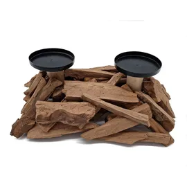 Spetebo Treibholz Kerzenständer für 2 Stumpenkerzen - 31 x 19 cm
