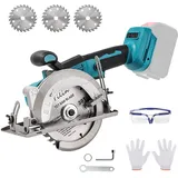 5.5'' Mini Kreissäge, Handkreissäge kompatibel mit Makita 18 V Akku mit 3 Sägeblättern (140mm), 8500RM/min Mini Akku Kreissäge Bürstenlose Säge mit Einstellbarer Schnittwinkel & Tiefe (5.5 inch)