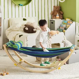 SoBuy Kinderschaukelstuhl Bunt 120 x 36 x 46 cm Holz natur