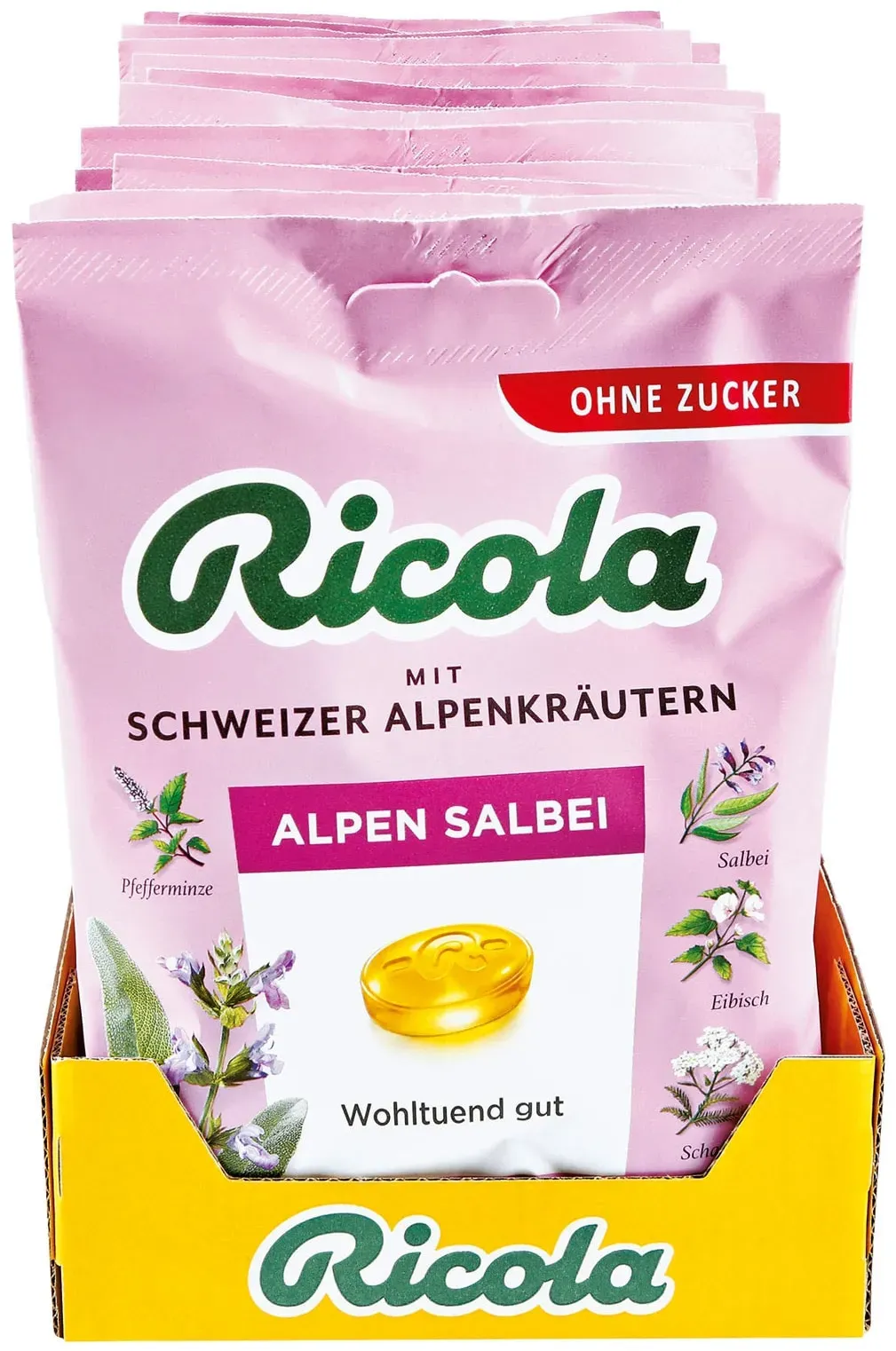 Ricola Bonbons Alpensalbei ohne Zucker 75 g, 18er Pack