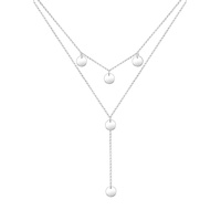 Elli Halskette Damen Y-Kette Geo Layer Kreis Plättchen in 925 Sterling Silber