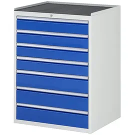 Rau Schubladenschrank Metall 1.035 x 770 x 650 mm grau 7 Schubladen bestückt